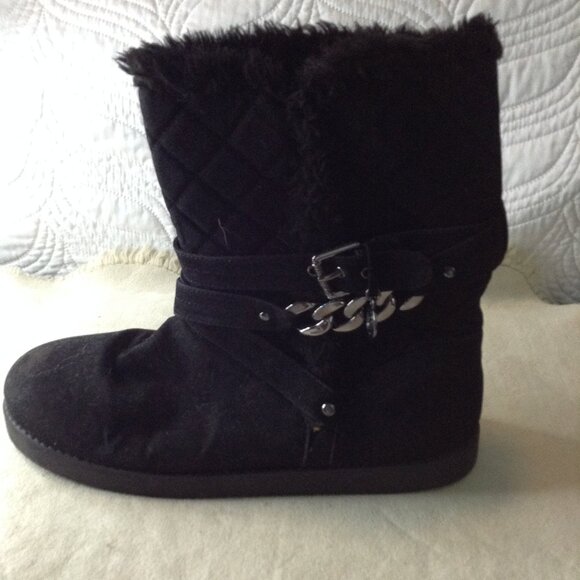 American Eagle AE "11", Black Short Faux Suede/Shearling booties, Gothcore vibes - Picture 1 of 5